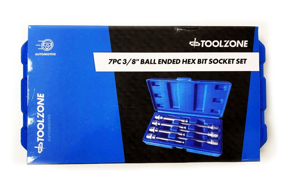 HEX BIT SET BALL END EXTRA LONG 7pc 110mm CHROME VANADIUM - TOOLZONE KDPHX056