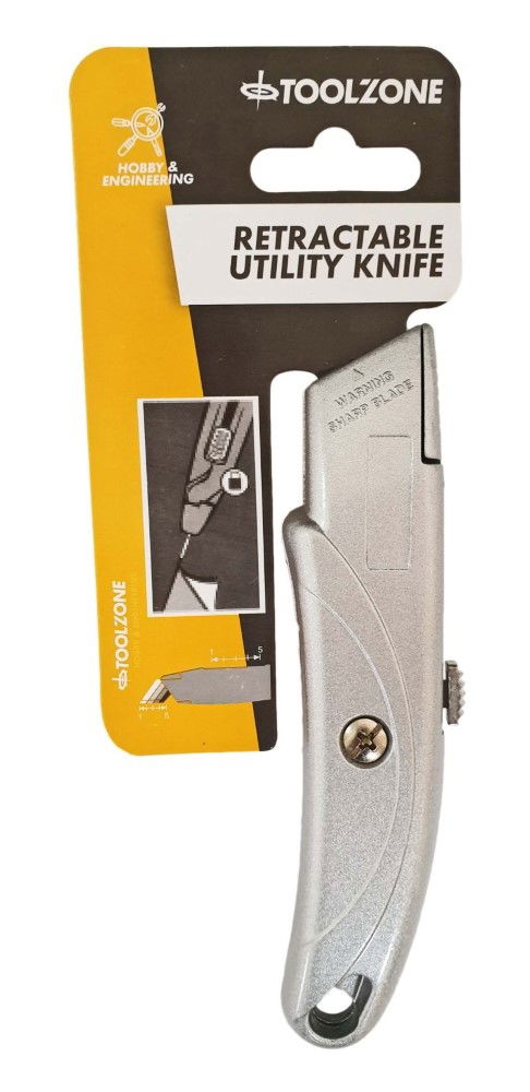 UTILITY KNIFE RETRACTABLE WITH BLADE STORAGE - TOOLZONE KDPKN047