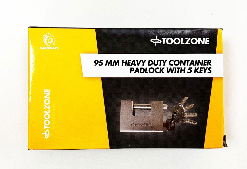 PADLOCK HEAVY DUTY CONTAINER 95mm SHANK 12.85mm WITH 5 KEYS - TOOLZONE KDPLK008