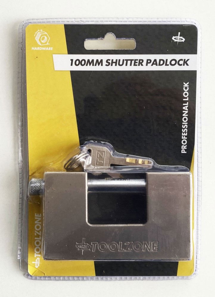 PADLOCK SHUTTER 100mm HEIGHT 60mm WITH 3 KEYS - TOOLZONE KDPLK011