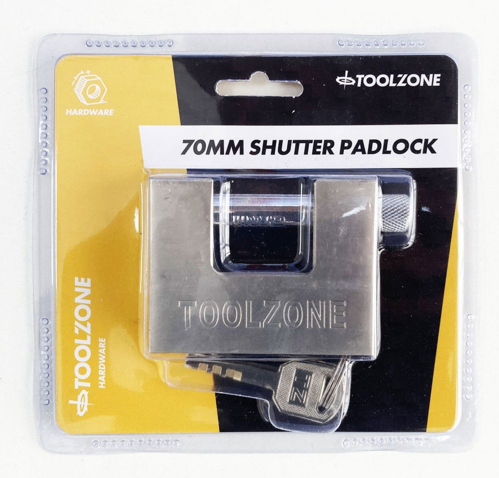 PADLOCK SHUTTER 70mm HEIGHT 55mm WITH 3 KEYS - TOOLZONE KDPLK012