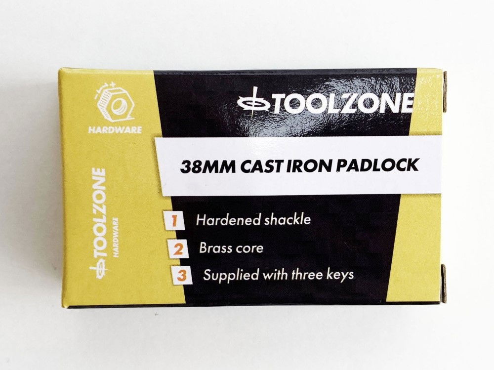 PADLOCK CAST IRON 38mm WITH 3 KEYS - TOOLZONE KDPLK028