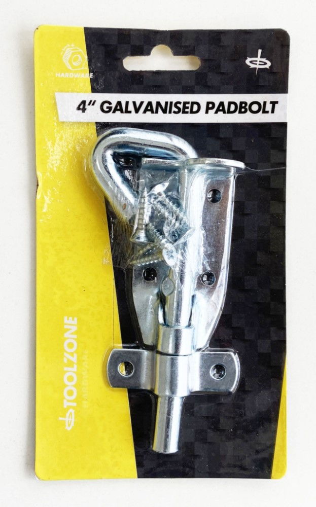 PADBOLT GALVANISED 4 ZINC PLATED 30mm WIDTH WITH FIXINGS - TOOLZONE KDPLK080
