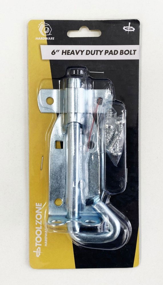 PADBOLT GALVANISED 6 ZINC PLATED 65mm WIDTH WITH FIXINGS - TOOLZONE KDPLK081