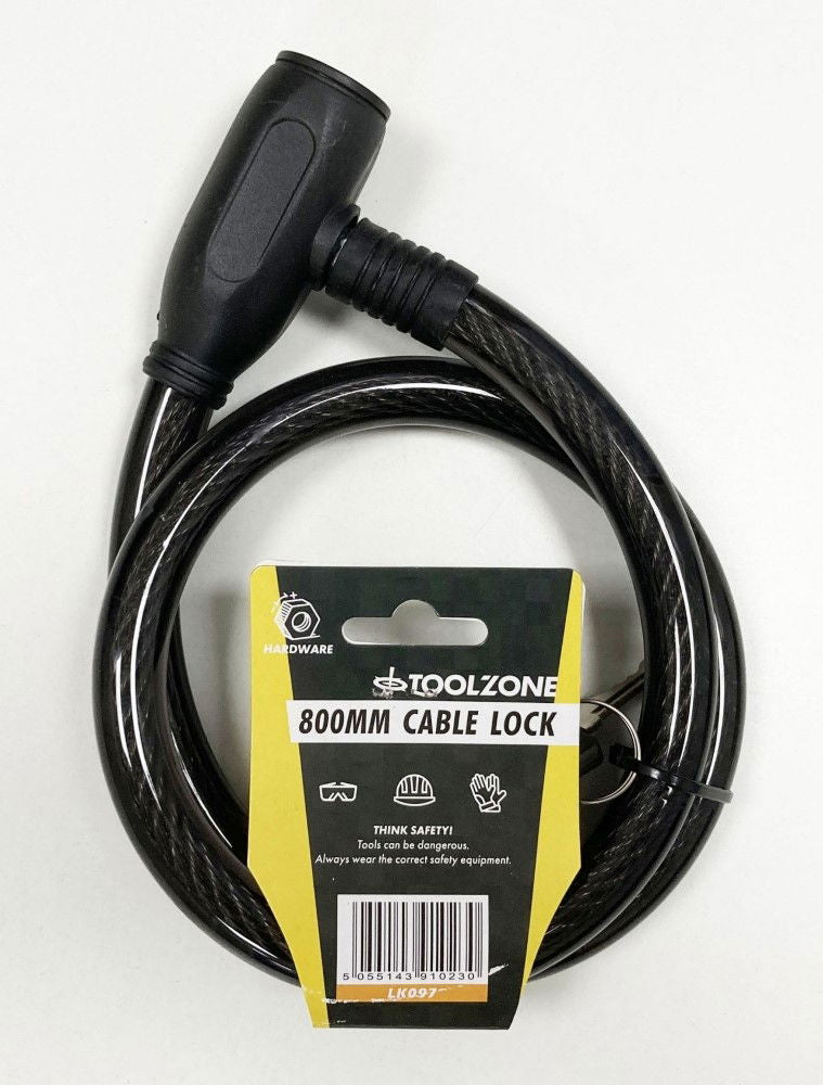 CABLE LOCK 15mm x 800mm WITH 2 KEYS - TOOLZONE KDPLK097