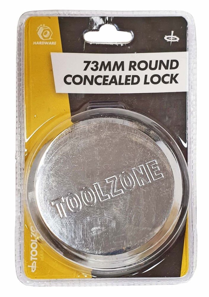 PADLOCK CONCEALED SHACKLE 73mm STEEL CHROME PLATED WITH 2 KEYS - TOOLZONE KDPLK108