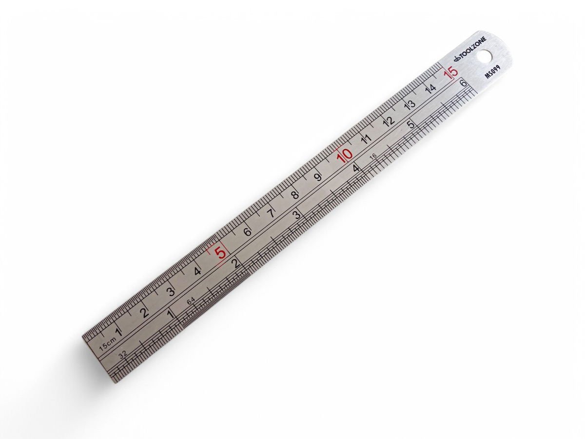 STAINLESS STEEL RULER 6 1mm THICKNESS METRIC AND IMPERIAL - TOOLZONE KDPMS099