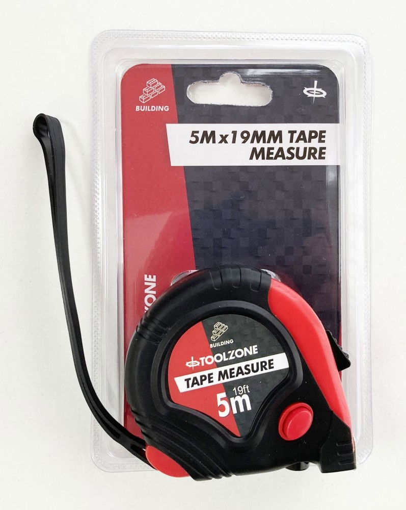 TAPE MEASURE 5m x 19mm RUBBER COATED METRIC AND IMPERIAL - TOOLZONE KDPMS123