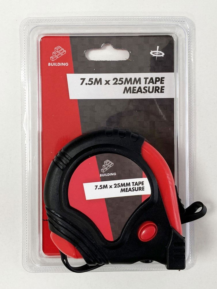 TAPE MEASURE 7.5m x 25mm RUBBER COATED METRIC AND IMPERIAL - TOOLZONE KDPMS124