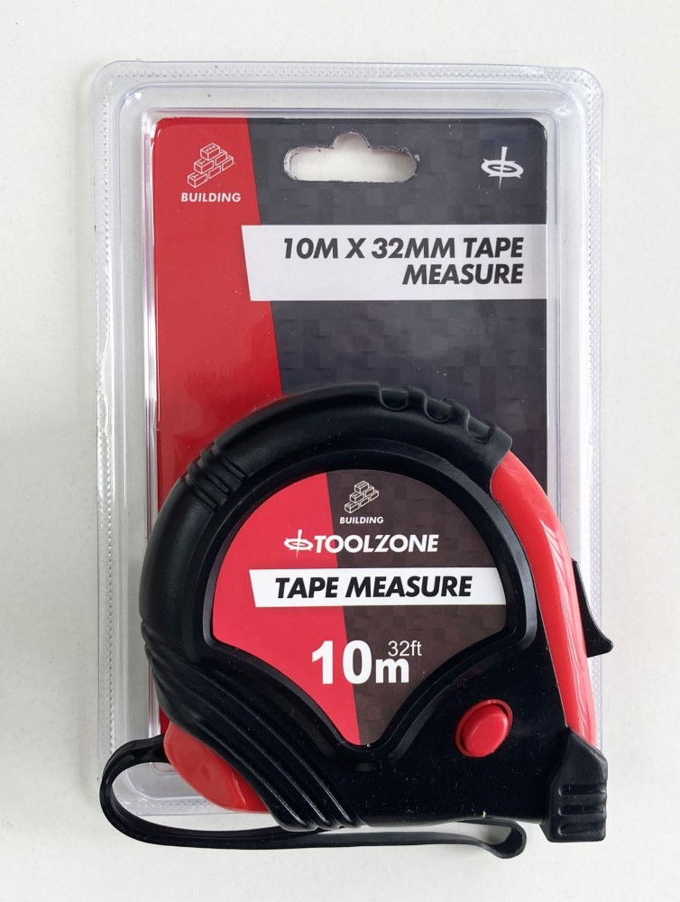 TAPE MEASURE 10m x 32mm RUBBER COATED METRIC AND IMPERIAL - TOOLZONE KDPMS125