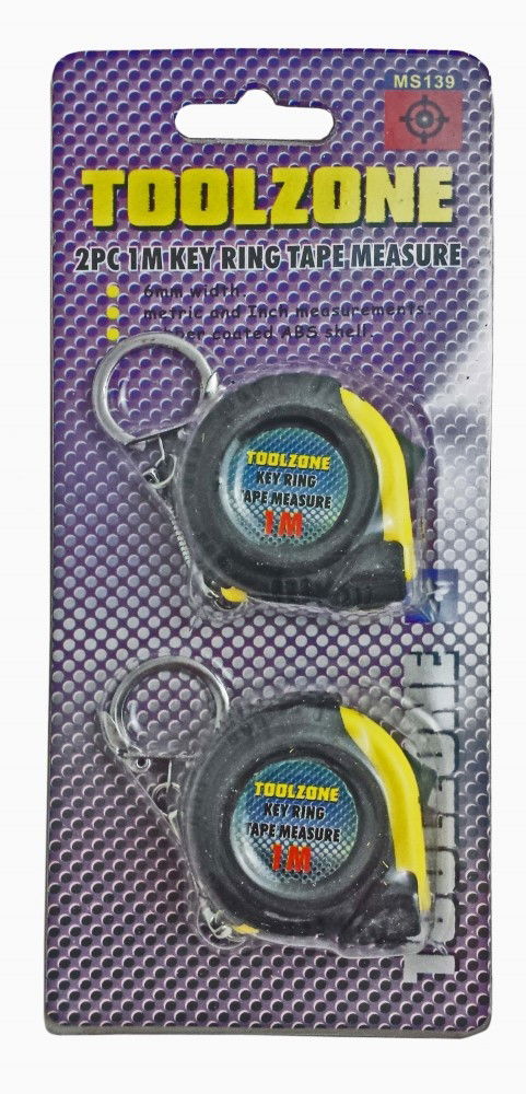 TAPE MEASURE 2 PIECE 1m x 6mm MINI KEYRING METRIC AND IMPERIAL - TOOLZONE KDPMS139