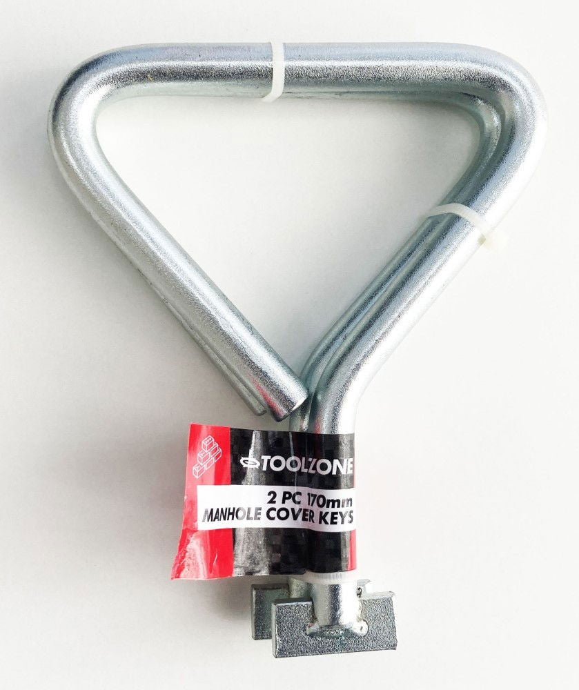 MANHOLE COVER KEY 2 PIECE 170mm T-END ZINC PLATED CARBON STEEL - TOOLZONE KDPPB016