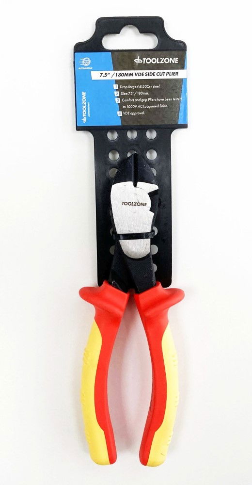 SIDE CUTTER PLIER VDE 7 1/2 6150 CRV STEEL 1000V - TOOLZONE KDPPL135