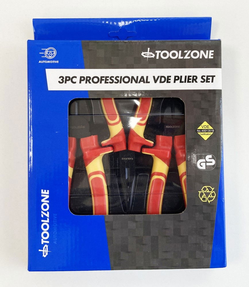 VDE PLIER SET 3PC EN60900:2012 CRV INDUCTION HARDENED - TOOLZONE KDPPL144