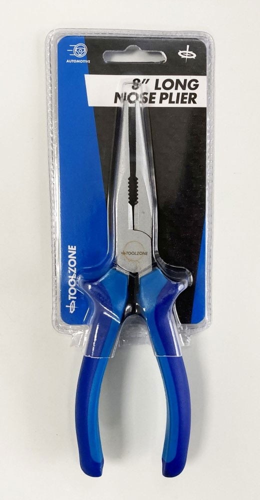 LONG NOSE PLIER HEAVY DUTY 8 SATIN FINISH DROP FORGED STEEL - TOOLZONE KDPPL205