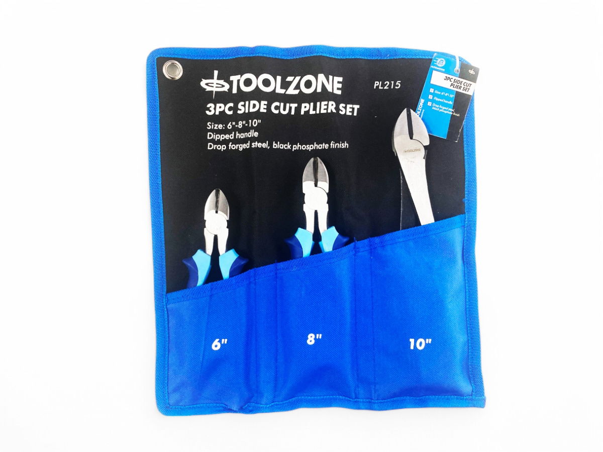 SIDE CUT PLIERS SET 3PC 6, 8, 10 DROP FORGED STEEL - TOOLZONE KDPPL215
