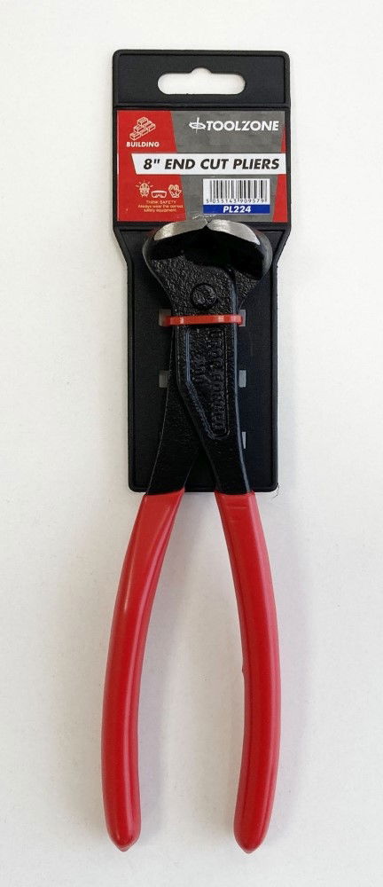 END CUT PLIERS 8 RED PVC DIPPED HANDLES - TOOLZONE KDPPL224