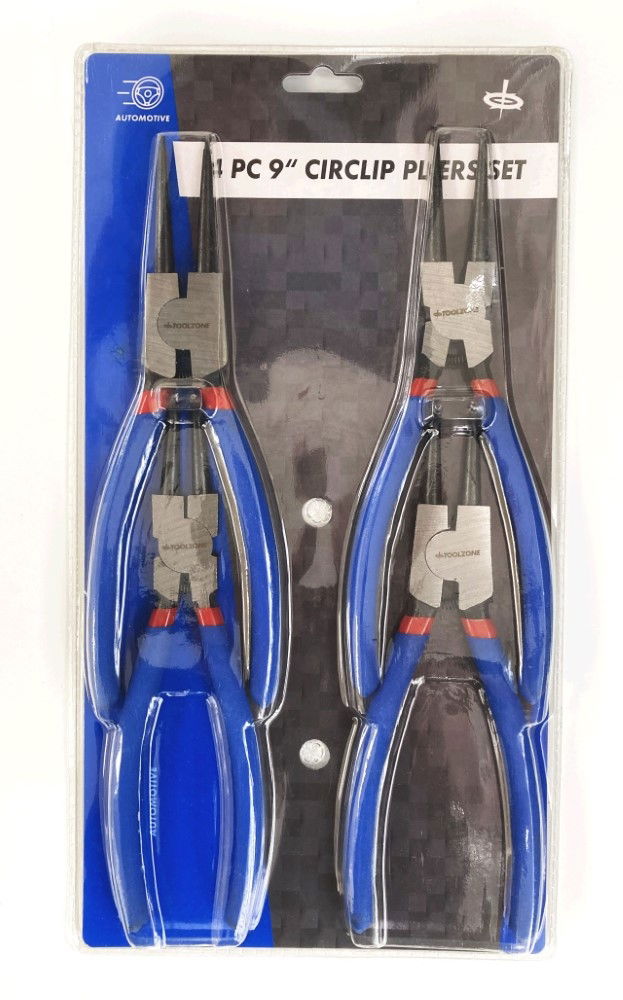 CIRCLIP PLIERS SET 4PC 9 INTERNAL AND EXTERNAL STRAIGHT AND BENT - TOOLZONE KDPPL242