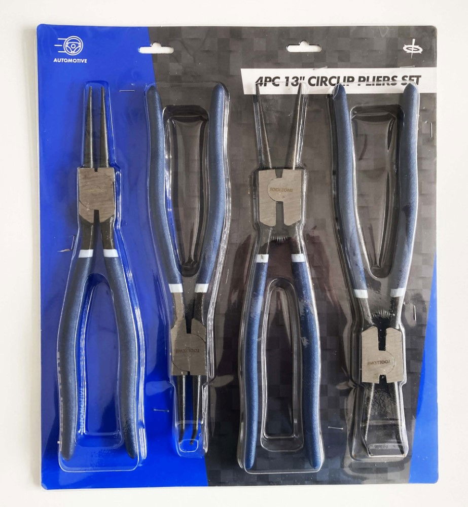CIRCLIP PLIERS SET 4PC 13 INTERNAL AND EXTERNAL STRAIGHT AND BENT - TOOLZONE KDPPL243