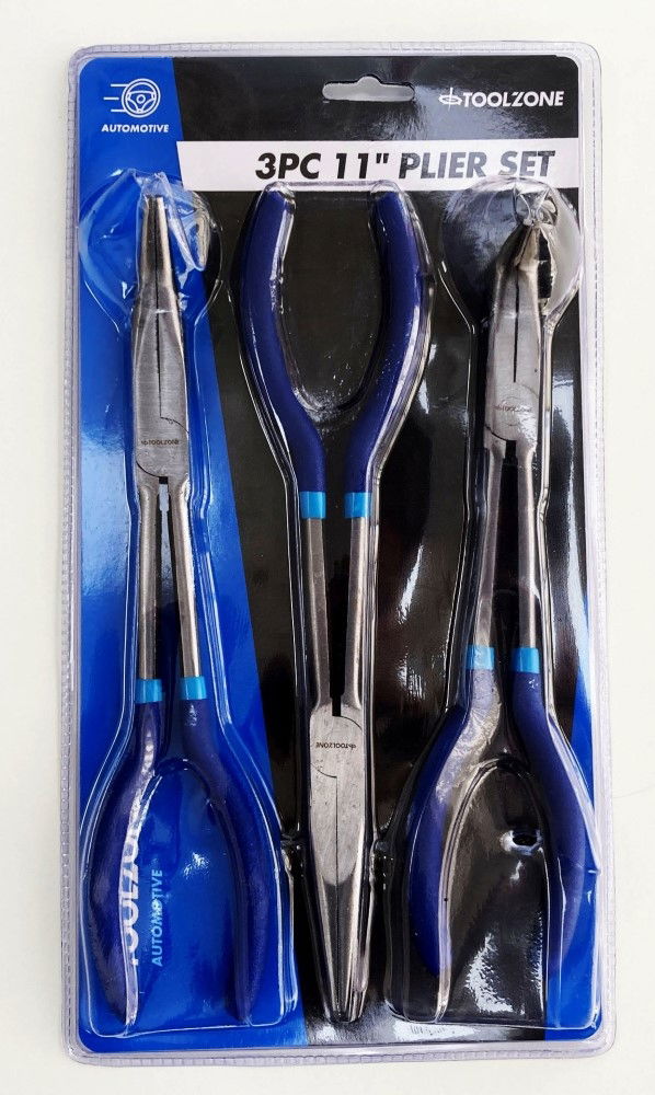 LONG NOSE PLIERS SET 3PC 11 STRAIGHT 45° 90° - TOOLZONE KDPPL270