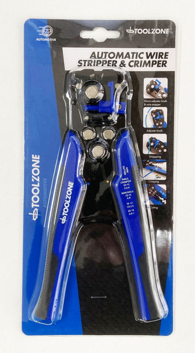 AUTO WIRE STRIPPER AND CRIMPERS 10-24 awg 0.2-6.0mm² - TOOLZONE KDPPL298