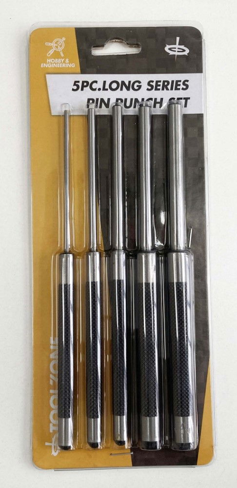 PIN PUNCH SET PARALLEL 5PC 1/8, 3/16, 1/4, 5/16, 3/8 HARDENED STEEL - TOOLZONE KDPPN100