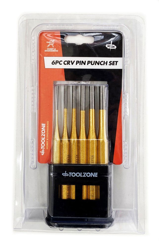 PIN PUNCH SET 6PC 3mm, 4mm, 5mm, 6mm, 7mm, 8mm CHROME VANADIUM - TOOLZONE KDPPN101