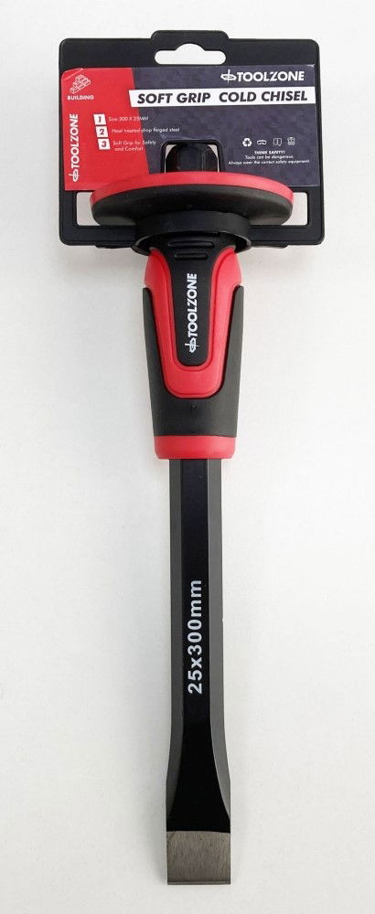 COLD CHISEL 300 x 25mm DROP FORGED STEEL SOFT GRIP - TOOLZONE KDPPN169