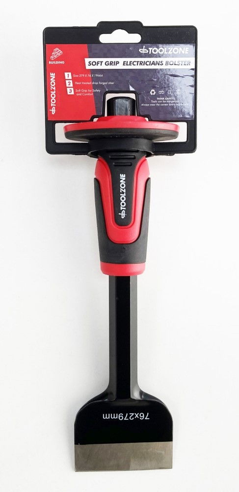 ELECTRICIANS COLD CHISEL 279 x 76 x 19mm DROP FORGED STEEL SOFT GRIP - TOOLZONE KDPPN170