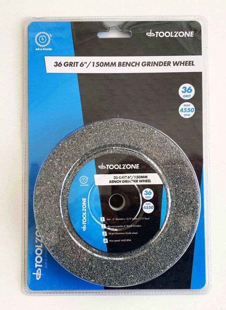 GRINDING WHEEL COARSE 6 36GRIT 19mm THICK ALUMINIUM OXIDE - TOOLZONE KDPPW020C
