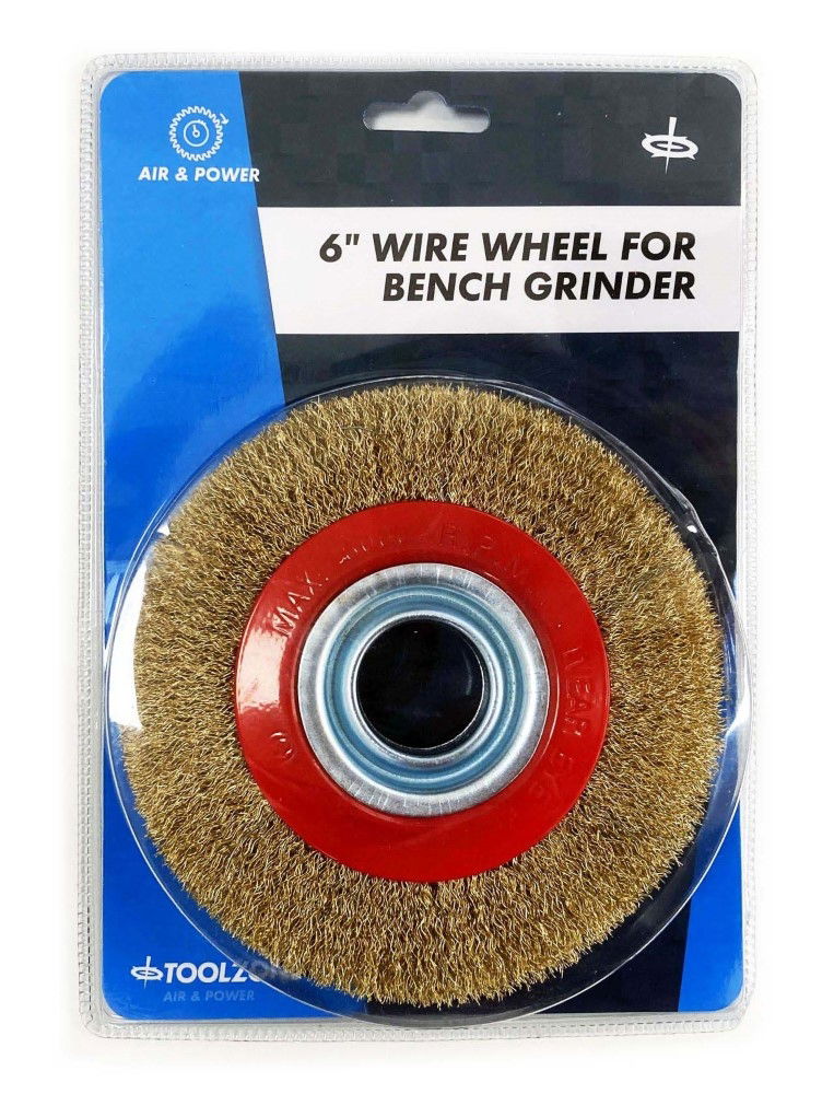 WIRE WHEEL 6 FOR BENCH GRINDER WITH PLASTIC BUSHES - TOOLZONE KDPPW064