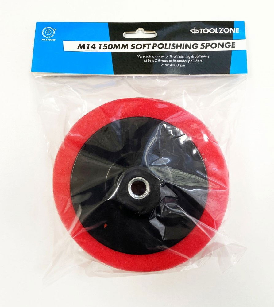 POLISHING SPONGE SOFT 150 x 50mm M14 THREAD - TOOLZONE KDPPW160