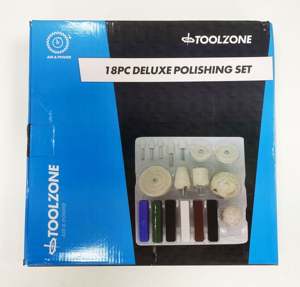POLISHING KIT 18PC WITH 6 COMPOUNDS FELT BOBS BUFFS AND WHEELS - TOOLZONE KDPPW163