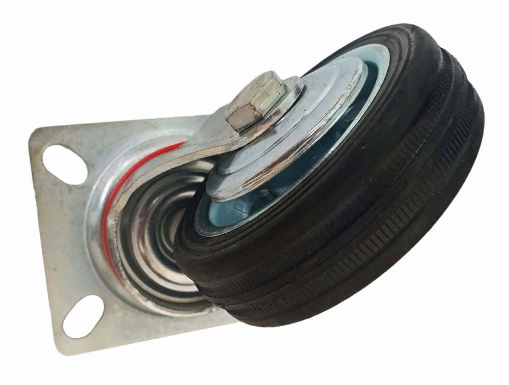 CASTOR SWIVEL 3 72mm RUBBER WHEEL STEEL PLATE 25kg - TOOLZONE KDPRM007