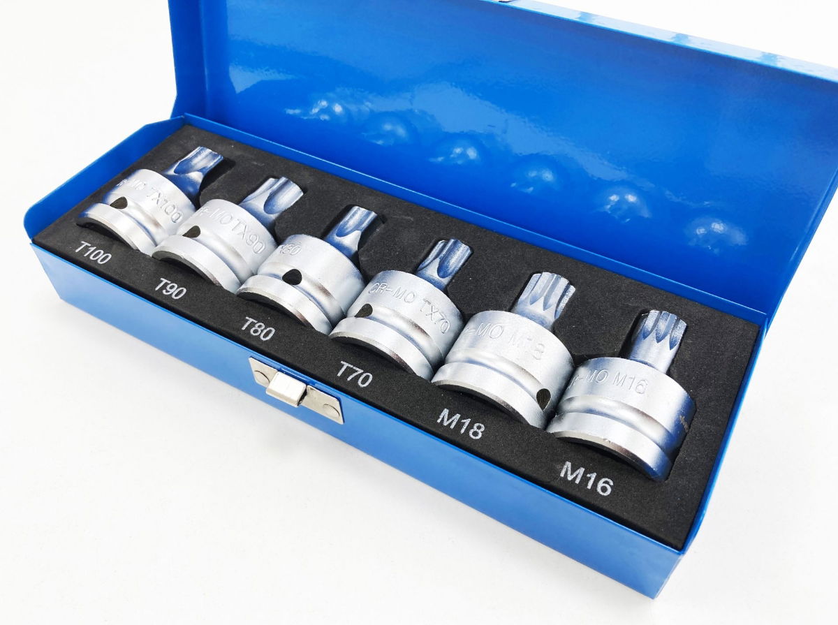 SPLINE AND STAR BIT SET 6PC 3/4 DRIVE T70-T100 M16 M18 - TOOLZONE KDPSD069