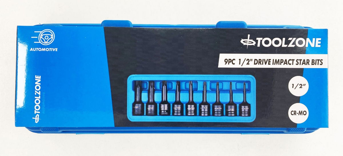 IMPACT STAR BIT SET 9PC T20-T70 1/2 DRIVE - TOOLZONE KDPSD071