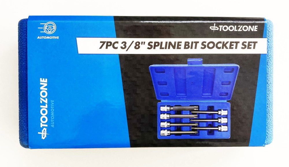 SPLINE SOCKET SET 7PC 3/8 DRIVE 110mm M4-M10 - TOOLZONE KDPSD080