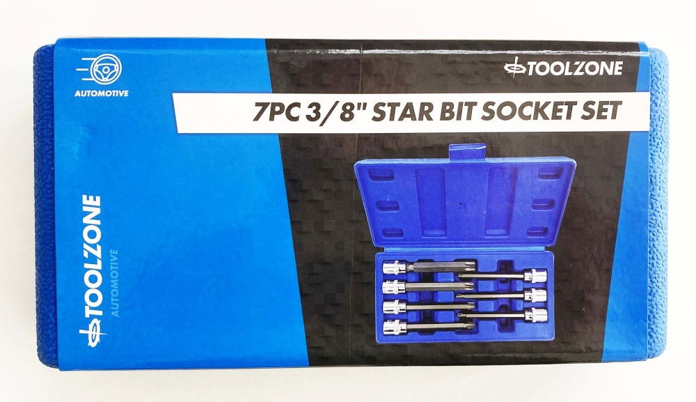 STAR BIT SET 7PC 3/8 DRIVE 110mm T25-T60 - TOOLZONE KDPSD081