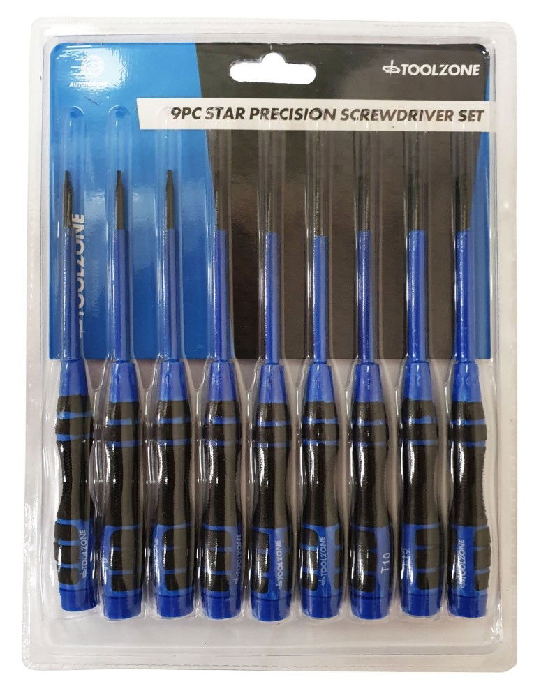 PRECISION STAR SCREWDRIVER SET 9PC T4-T20 SOFT GRIP - TOOLZONE KDPSD084