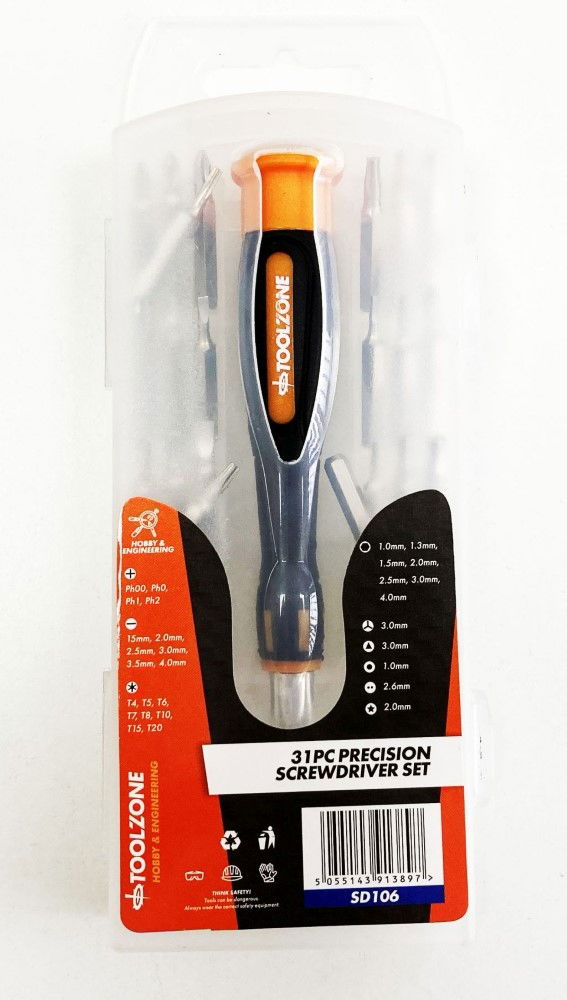 PRECISION SCREWDRIVER SET 31PC IN CASE 5/32 SHANK - TOOLZONE KDPSD106