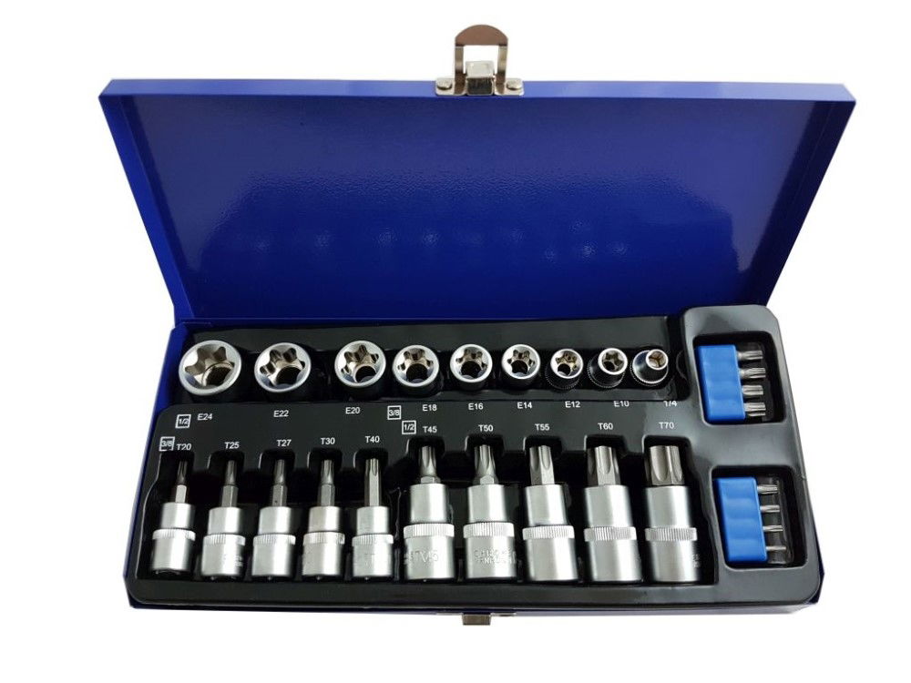 STAR BITS AND E SOCKET SET 27PC 3/8 1/2 - TOOLZONE KDPSD128