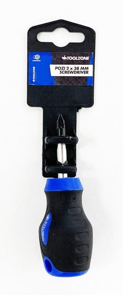 SCREWDRIVER POZI 2 38mm STUBBY - TOOLZONE KDPSD146