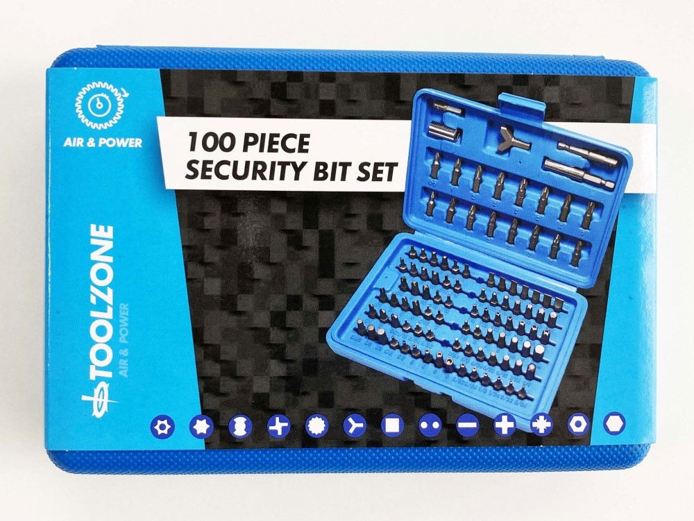 SECURITY POWER BIT SET CRV 100PC STAR TORQ SPLINE TRI-WING SQUARE SPANNER HEX - TOOLZONE KDPSD244