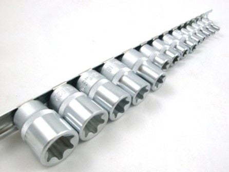 FEMALE STAR SOCKET SET 14PC CRV 1/4 3/8 1/2 DRIVE E4-E24 - TOOLZONE KDPSD279