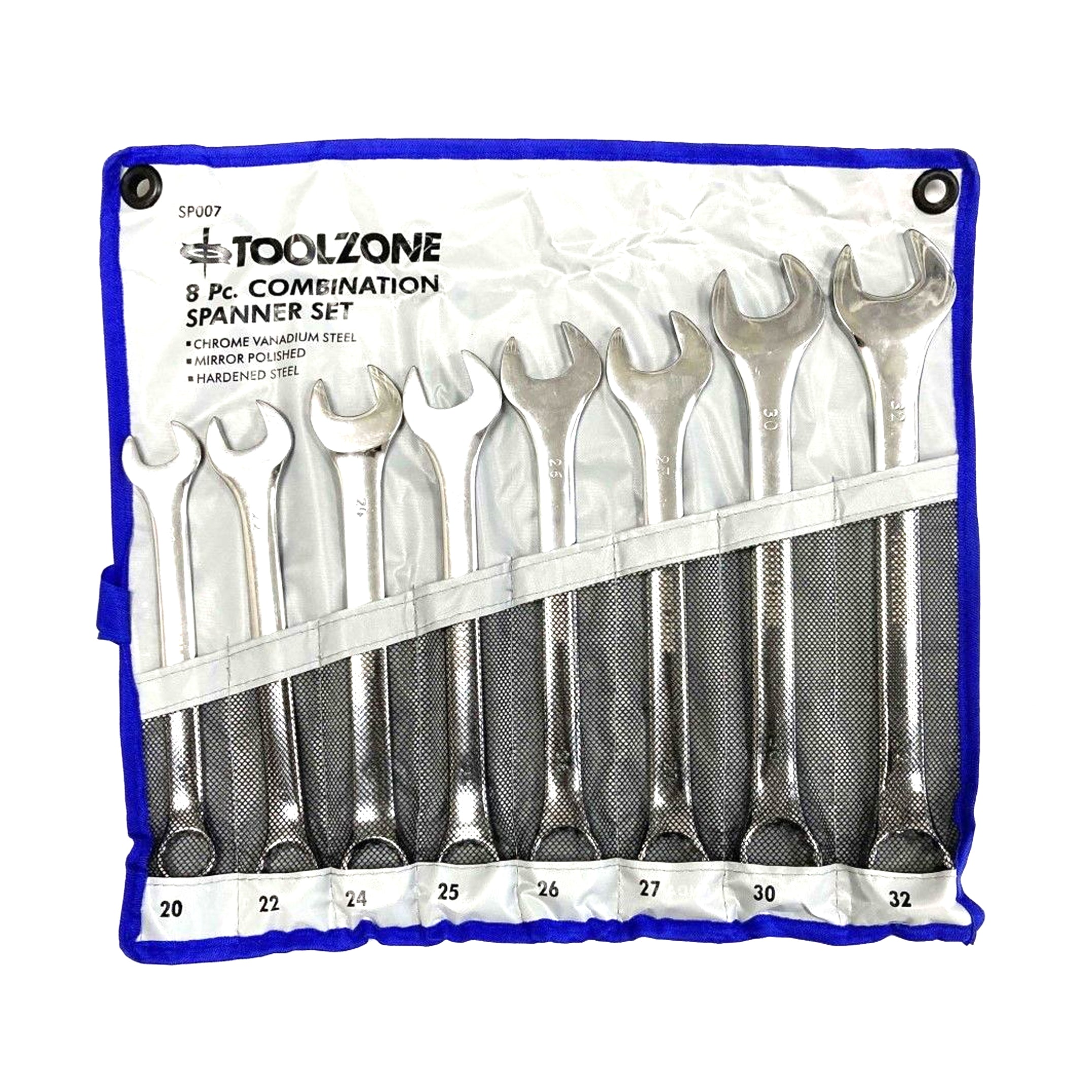 JUMBO SPANNERS SET 8PC 20-32mm CHROME VANADIUM - TOOLZONE KDPSP007