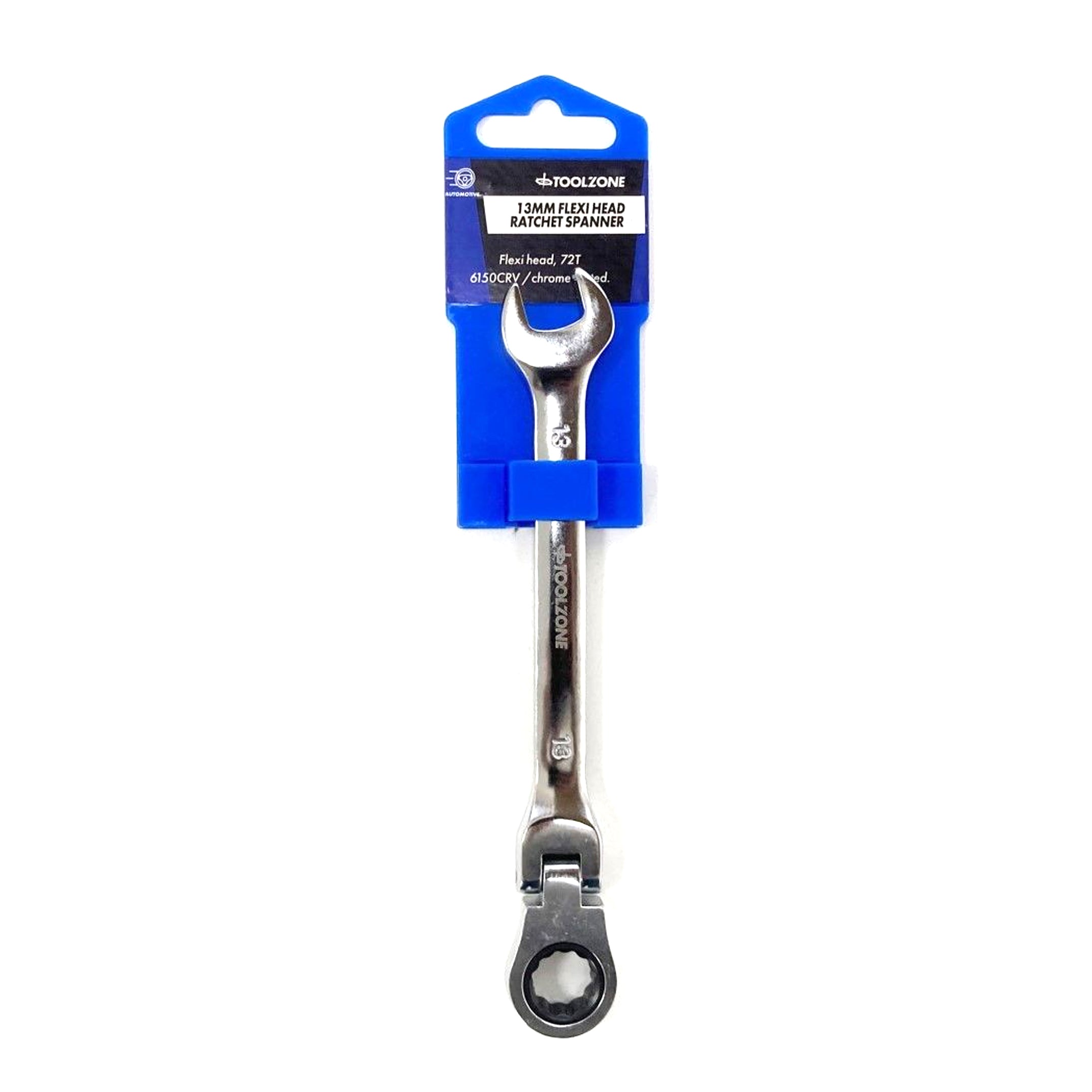 FLEXI RATCHET COMBINATION SPANNER 13mm 72 TEETH MIRROR POLISHED - TOOLZONE KDPSP137