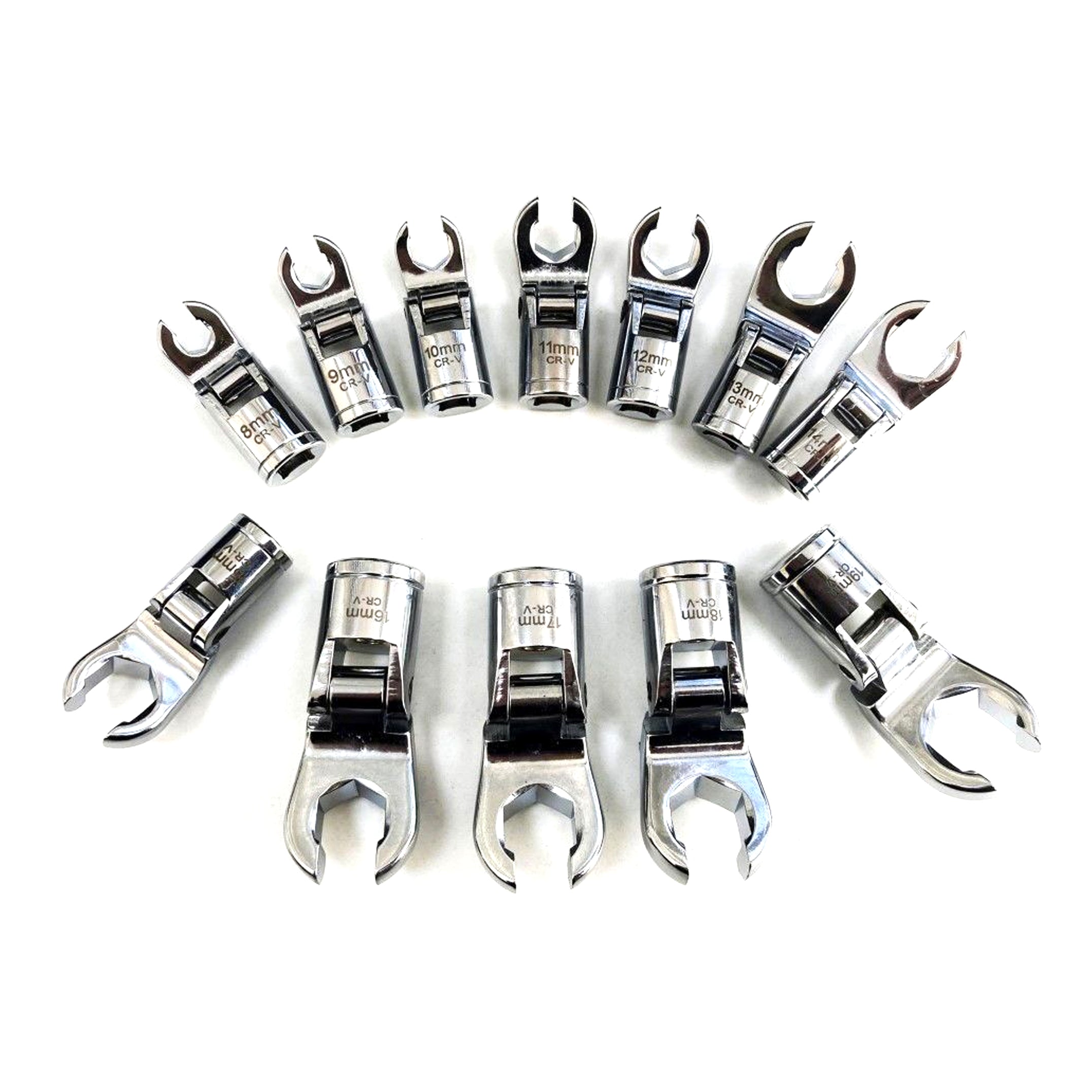 FLEX CROWFOOT SPANNER SET 12pc 3/8 DRIVE 8-19mm CHROME VANADIUM - TOOLZONE KDPSP170