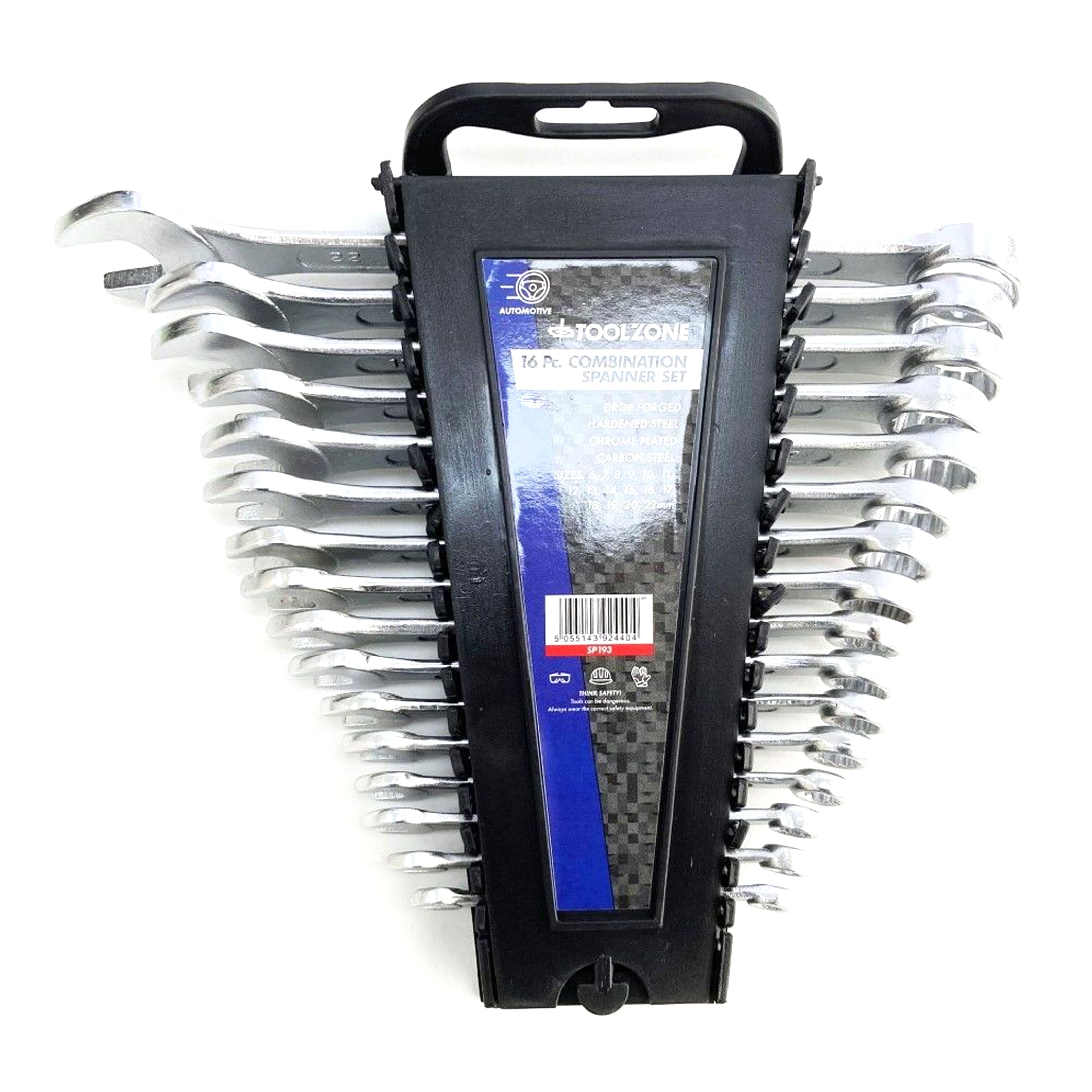COMBINATION SPANNER SET 16pc 6-22mm DROP FORGED CHROME PLATED - TOOLZONE KDPSP193