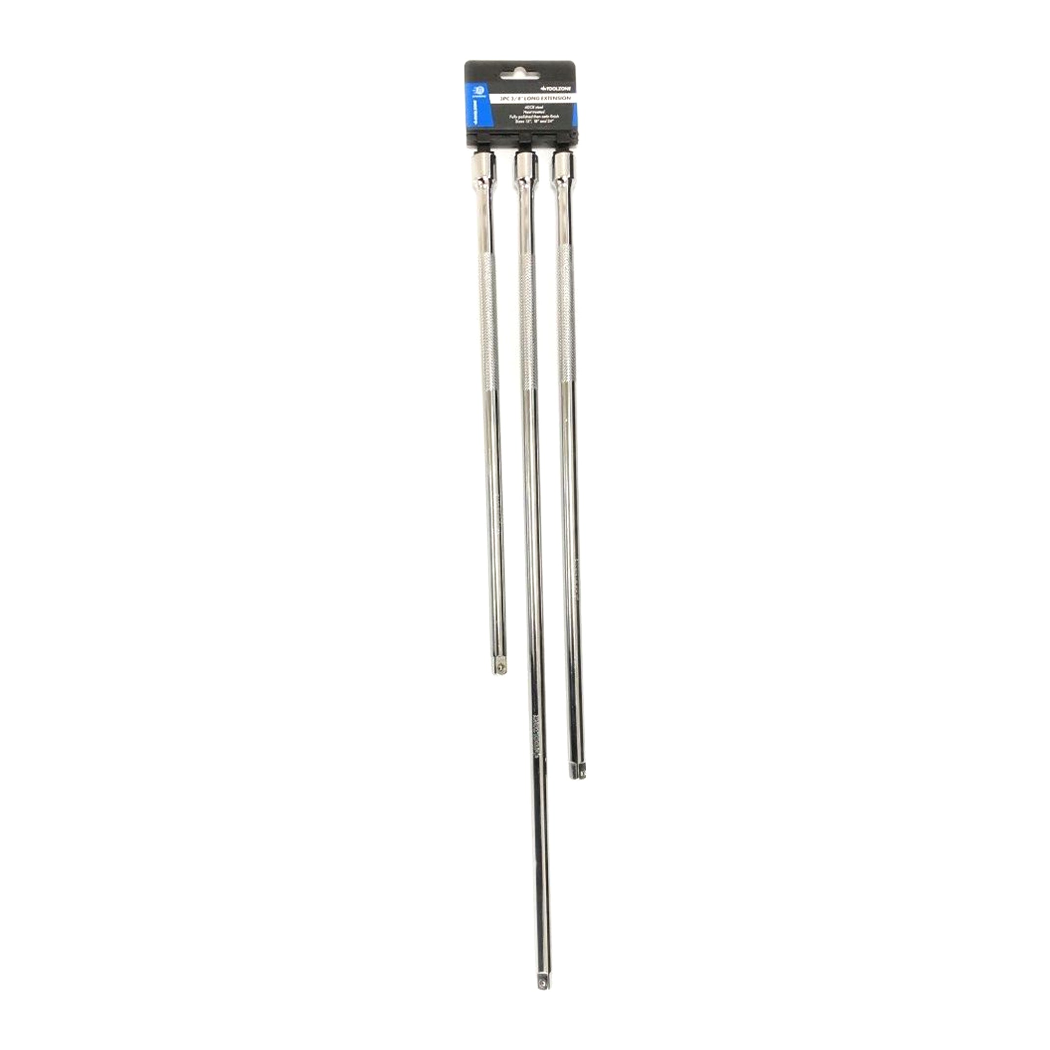 EXTENSION BAR SET 3/8 DRIVE 3pc 375mm 450mm 600mm 40CR STEEL - TOOLZONE KDPSS022