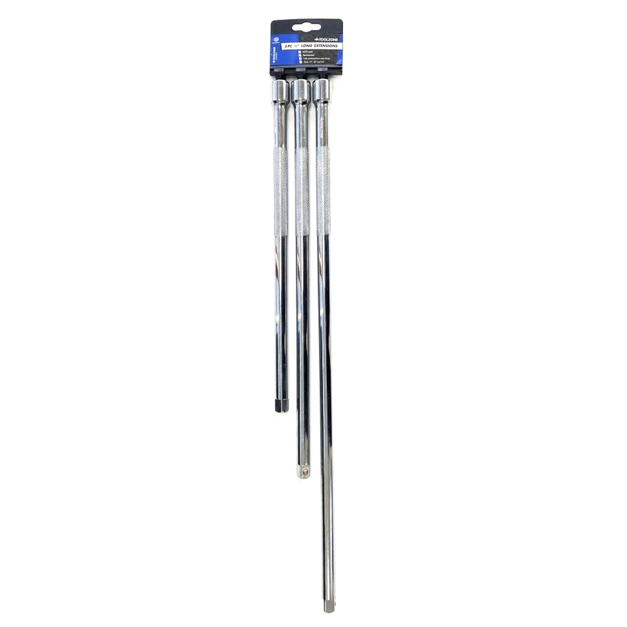 EXTENSION BAR SET 1/2 DRIVE 3pc 375mm 450mm 600mm 40CR STEEL - TOOLZONE KDPSS023